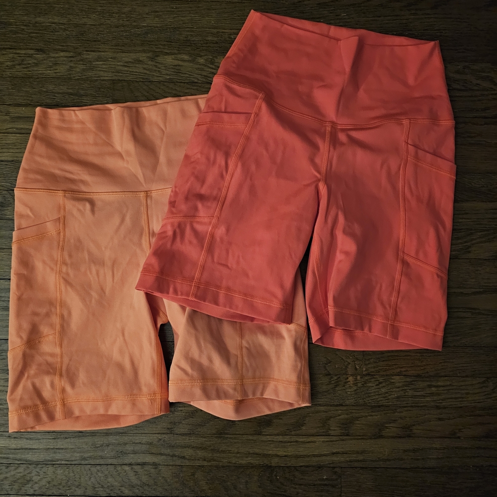 90 Degree By Reflex Coral and Orange Bike Shorts